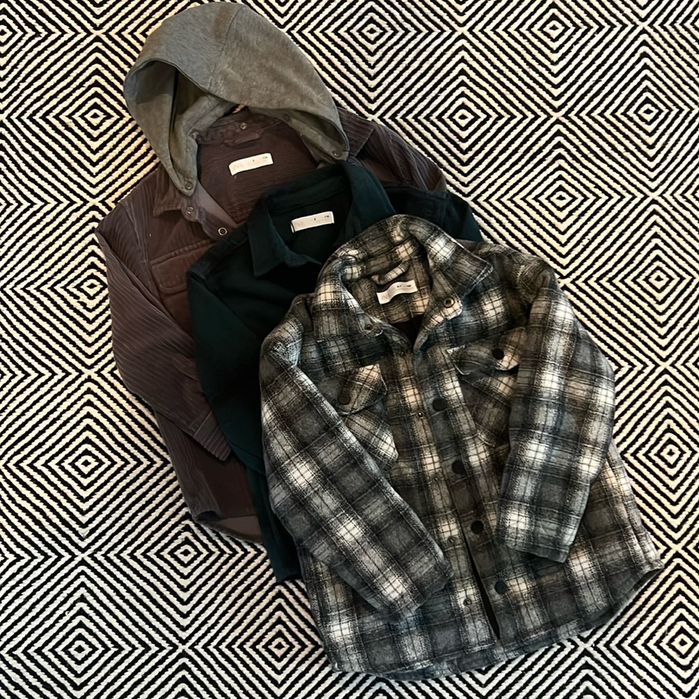 Zara shackets flannel jacket boys outerwear set of 3 size 6